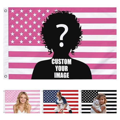 Custom Pink America Flag Personalized US Pink Flags with Your Photo Image Text, Single-Sided 2x3 3x5 4x6 5x8 Ft Flag, Customized Funny Tapestry Poster For Bedroom Living Rooms Dorm Decorate Gift - Image 1