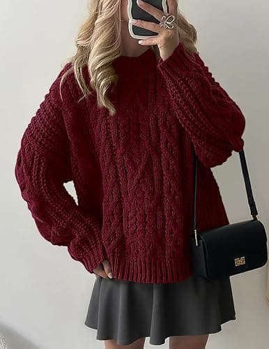 PRETTYGARDEN Women's Oversized Fall Sweaters 2025 Casual Long Sleeve Crewneck Chunky Cable Knit Pullover Tops Winter Clothes thumbnail 2