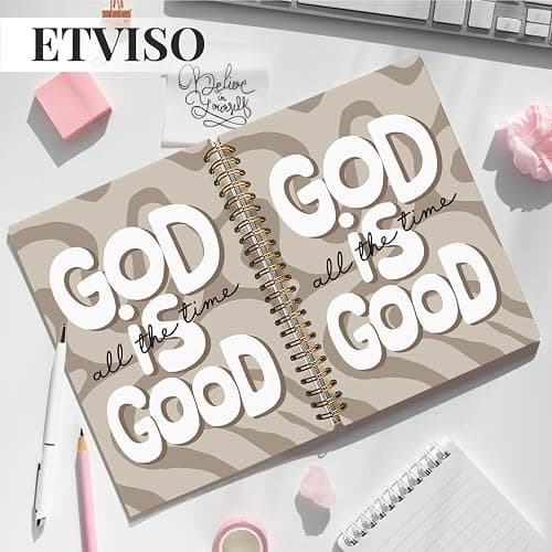 ETVISO Beige Wavy Bible Journal Notebook for Women, Inspirational Christian Gifts for Women, Prayer Bible Supplies Journal, Church Notes Notebook, Cute Preppy Hardcover Spiral Notebooks 5.5x8.3 thumbnail 2