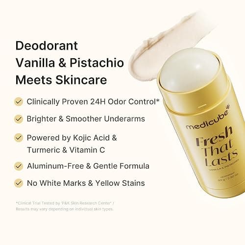 medicube Kojic Acid & Turmeric Aluminum-Free Deodorant | Vanilla & Pistachio Perfumed Stick, All-Day Odor Protection for Women & Men | Underarm Brightening Care | Korean Skincare, 2.92 oz. thumbnail 6