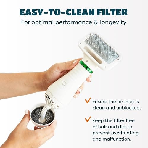2-in-1 Dog Dryer with Slicker Brush for Small Dogs and Cats, Pet Hair Dryer, Dog Blow Dryer for Grooming with 300 Watts, 75-85 dB, Adjustable Temperature, Overheat Protection thumbnail 8