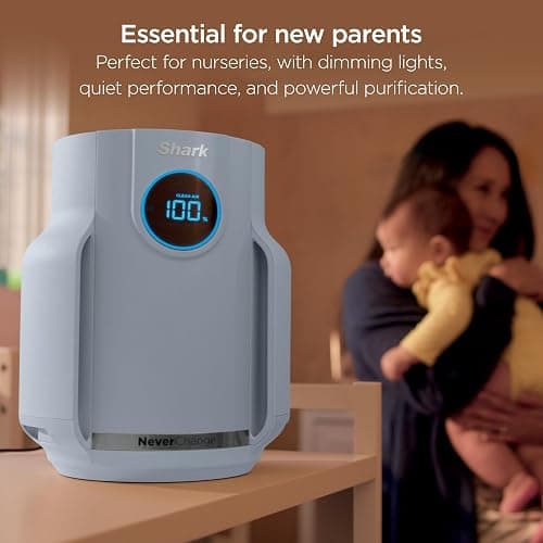 Shark Air Purifier for Home, NeverChange Compact Pro, for Bedroom, Nursery, Home Office, Dorm, HEPA-Exceeding Filter, Captures Pollutants, Pet Dander, Dust, Odor, Smoke, and More, HP071BRN, Winter Fog thumbnail 4