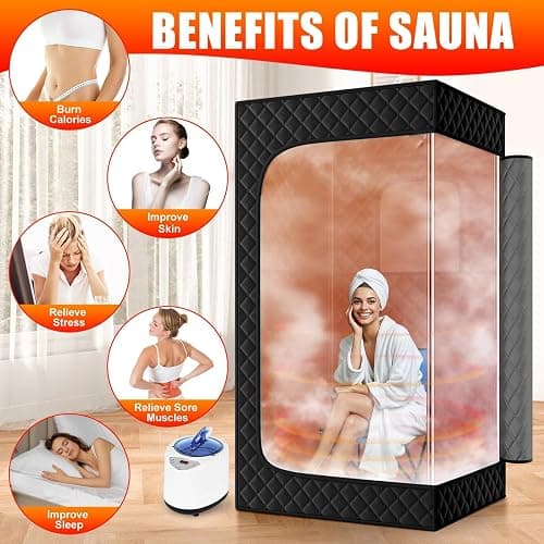X-Vcak Upgraded Portable Sauna for Home，Relaxation, Steam Sauna for Home with Steamer, Remote Control, Folding Chair, 9 Levels thumbnail 4