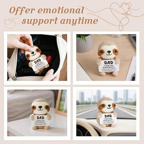 AceThrills Dad Birthday Gifts, Handmade Crochet Mini Sloth Birthday Gifts, Cute Desk Decor for Dad, Funny Emotional Gift Idea for Father thumbnail 8