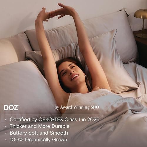 DOZ Sheet Set, 100% Viscose derived from Bamboo, Organically Grown, Buttery Soft, Cooling Sheets, High GSM, Deep Pockets - 2 Piece - 1 Pillowcase 1 Fitted Sheet (Storm, Twin XL) thumbnail 6