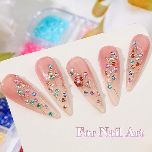 6 Boxes 2mm Nail Art Rhinestones for Bedazzling Kit, Mixed-Color Small Jelly Clear AB Rhinestones Decoration Flatback Pearls Nail Accessories with Tweezers and Brush for Nails DIY Tumblers Face Makeup thumbnail 8