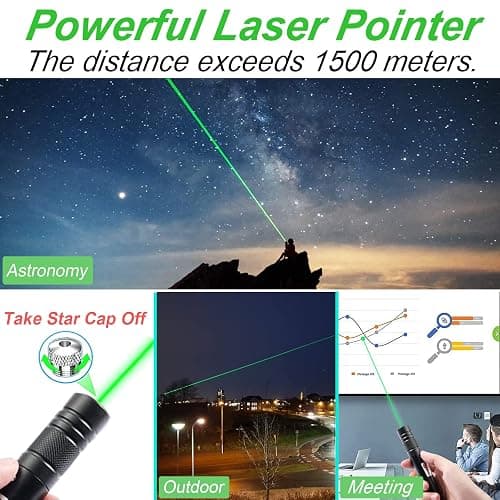 Laser Pointer, Green Laser Pointer, Laser Pointer High Power Green Rechargeable Laser High Power Pointer for Presentations Outdoor Teaching Geese Deterrent thumbnail 2