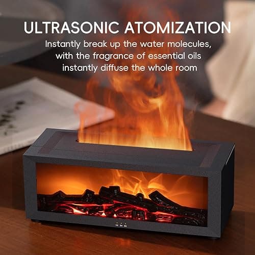 YALEDI Essential Oil Diffuser, 7 Colors Fireplace Fire Flame Aromatherapy Diffuser, 150ml Ultrasonic Humidifier, Scent Aroma Diffuser with Remote Control & Timer for Home,Bedroom,Office,Yoga (White) thumbnail 5