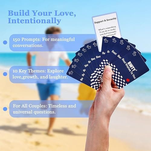 BWTY Best wishes to you 150 Conversation Starter Cards for Couples Games for Adults Date Night Couples Questions Card Game for Deep Connection Gift for Him and Her Anniversaries Valentine's Day thumbnail 2