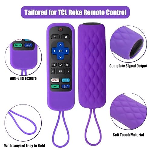 2 Pack Case for Roku Express/Streaming Stick/Premiere - Silicone Remote Cover for TCL Hisense Roku TV Remote Sleeve Skin Smart TV Remote Control Replacement Cover Case(Purple and Rose) thumbnail 5
