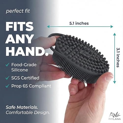 Avilana Premium Silicone Body Scrubber - Trusted Since 2017 - SGS Certified Food Grade Dual Sided Bath Brush, Quick-Dry Exfoliating Loofah Alternative, Massage Brush Sensitive Skin Women Men thumbnail 5