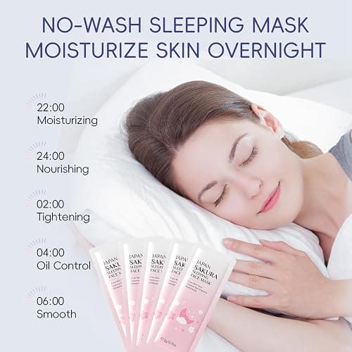 Skin Care Set For Teenagers Girls with Cute Mini Luggage,Sakura Skin Care Sets & Kits,Pamper Sets For Girls Gifts,Skincare Set,Serum,Cleanser,Sleep,Mud Mask,Lip Mask,Hair Pins (One Size, Sakura) thumbnail 7