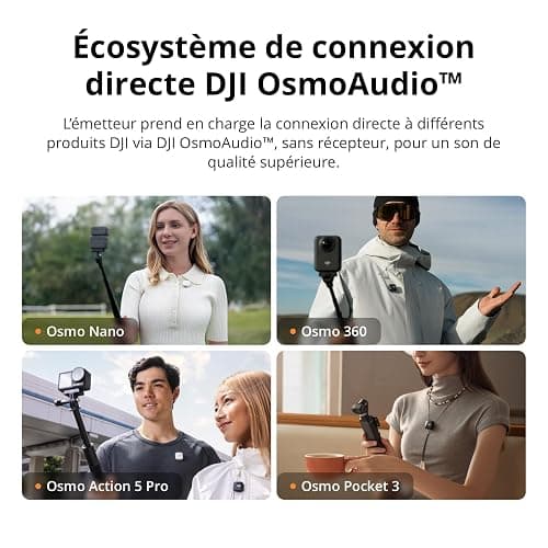 DJI Mic Mini (1 TX + 1 RX), Ultra-léger, Audio de Haute qualité, Annulation du Bruit, Limite Automatique, Microphone sans Fil pour caméra/iPhone/Android, vlog, Streaming, Transmission à 400 m thumbnail 5