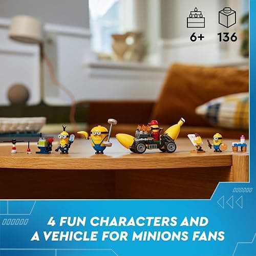LEGO Despicable Me 4 Minions and Banana Car Toy Gift for Kids, Fun Illumination’s Despicable Me Toy Playset, Creative Building Minions Toy for Boys and Girls Aged 6 and Up, 75580 thumbnail 2