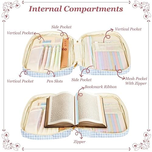 Ecehyon Bible Cover Case for Women,Large Quilted Case with Handle,Included Diverse Bible Study Supplies,Christian Gift for Women (Blue Square, 11.8 * 9.6 * 2.4 IN) thumbnail 6
