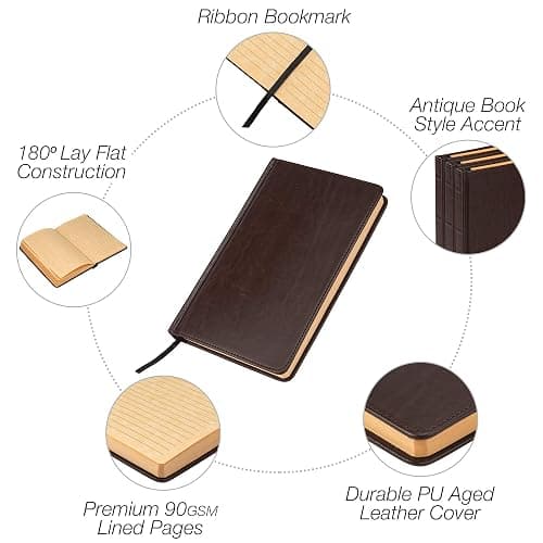 Samsill Vintage Hardcover Notebook, 200 Lined Notebook Pages, Brown, 5.25 x 8.25 Inch thumbnail 3