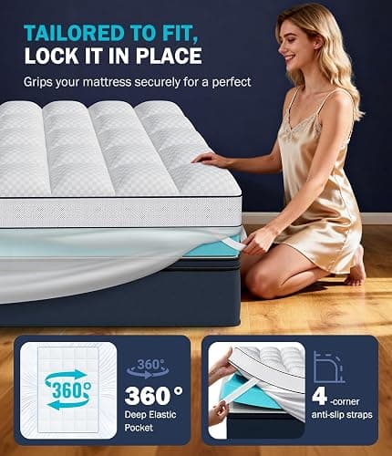 Panyu Dual Layer 4 Inch Memory Foam Mattress Topper Twin Size, 2" Cooling Gel Memory Foam & 2" Plush Pillow Top CertiPUR-US Mattress Pad Cover Medium Support for Pressure Relief, Deep Pocket, White thumbnail 3