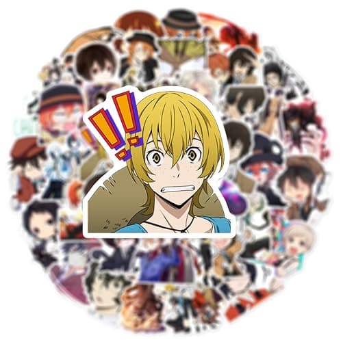 50Pcs Bungo Stray Dogs Stickers,Popular Classic Anime Stickers Waterproof Vinyl Decals for Bumper Cars Computer Scrapbook Guitar Luggage Skateboard Cute Aesthetic Manga Gifts (DG) thumbnail 2
