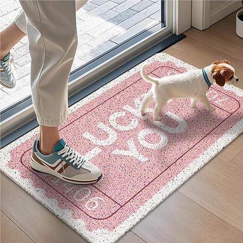 WARDOS Preppy Pink Door Mat, Lucky You Trendy Pink Doormat for Front Door Indoor Outdoor Entrance Porch, Retro Funky Y2K Preppy Welcome Mat for Girls Dorm Apartment Bathroom, 17x30 Inches thumbnail 2