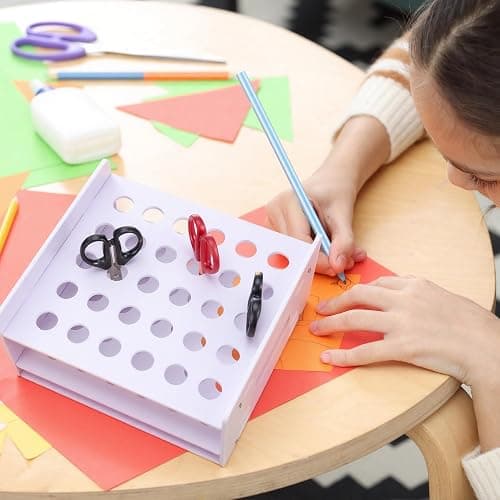 Unittype 30 Holes Scissor Holder White Plastic Scissor Storage Stand Rack Organizer 11 x 10 x 6 Inches Desktop Tool Stand for Classroom Pens Makeup Brushes Barbershop Home Office Craft Supplies thumbnail 4