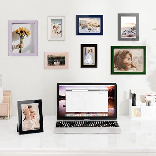 Venusmiles 4x6 Enamel Picture Frame, Gold Metal Edge with Easel, Real Glass Photo Frame for Wall and Tabletop Display Family Office Photo Gallery, Pink Enamel/1pc thumbnail 7