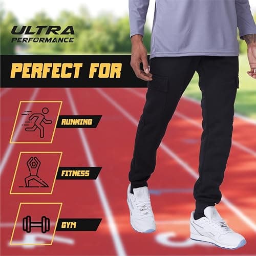 Ultra Performance 3 Pack Mens Sweatpants, Fleece Cargo Joggers for Men with Pockets thumbnail 4