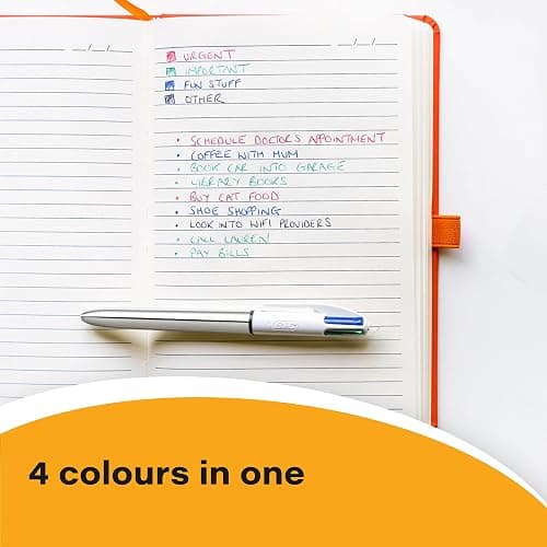 BIC 4 Colours Shine Ballpoint Pens Medium Point (1.0 mm) – Assorted Metallic Barrels, Pack of 2+1 thumbnail 3