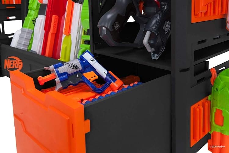 Nerf Elite Blaster Rack - Storage for up to Six Blasters, Including Shelving and Drawers Accessories, Orange and Black - Amazon Exclusive thumbnail 7