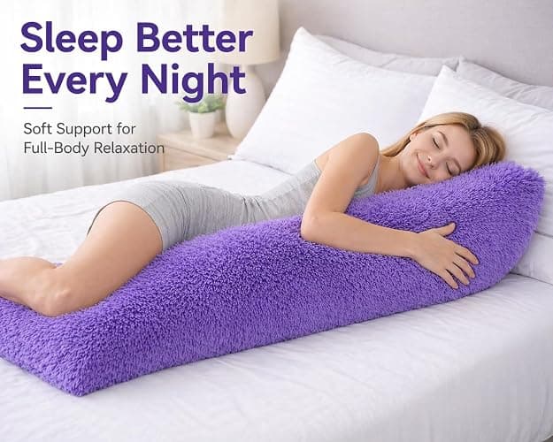 Reafort Luxury Faux Fur Body Pillow Cover 21" x 54", Long Hair PV Plush Body Pillow Case with Hidden Zipper Closure, Ultra Soft Fluffy Decorative Long Pillow Cover (Lilac, Body) thumbnail 5