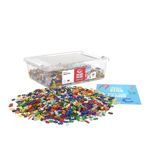 PLUS PLUS Plus-Plus - Open Play Set - 3,600 Piece in Storage Tub - Basic Color Mix - Construction Building Stem Toy, Interlocking Mini Puzzle Blocks for Kids, Assorted, 100 - Image 1