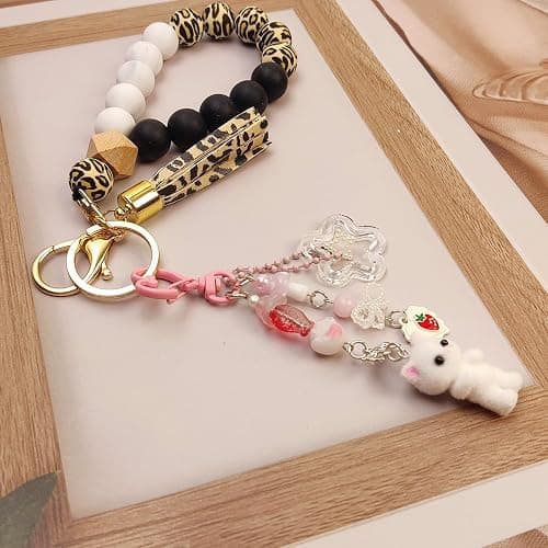 Nalefow Cute Pink Keychain,Fuzzy Cat Keychain Aesthetic Y2K KeychainStylish KeychainsAccessories thumbnail 5