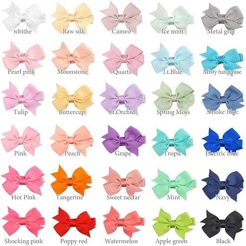 CÉLLOT Hair Clips for Baby Girls - 60 Tiny 2" Fully Covered Bows Barrettes for Infants and Toddlers thumbnail 6