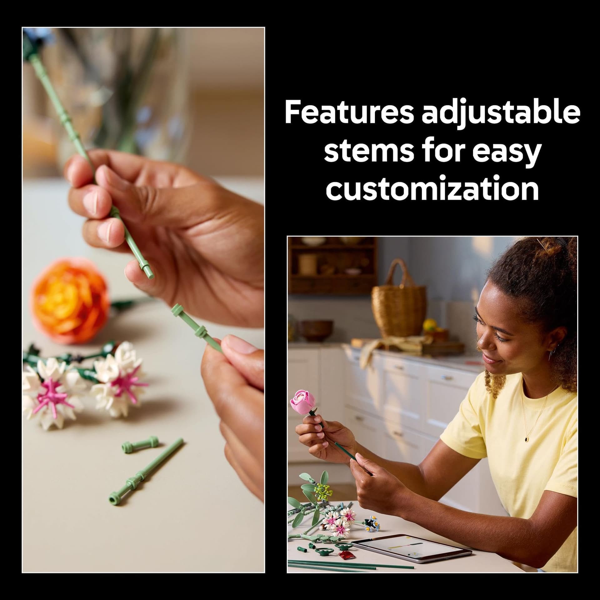 LEGO Botanicals Pretty Pink Flower Bouquet Craft Kit for Adults, Model Building Set with Artificial Flowers incl. Roses & Daisies, Office or Home Decor Treat for Women & Men 10342 thumbnail 4