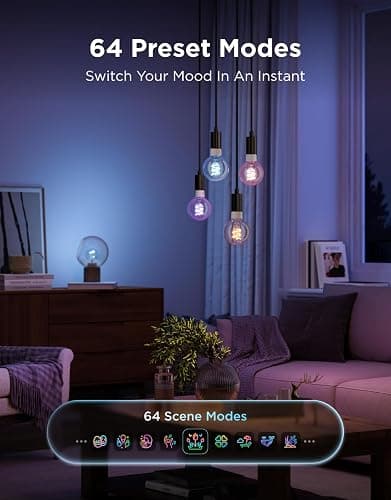 Govee Edison Bulbs, G25 Smart Vintage Light Bulbs, RGBWW, E26 Base 4 Pack | RGBWW and Tunable White, Compatible with Matter, Alexa & Google Assistant, Vanity light bulb for Living Room Kitchen thumbnail 4