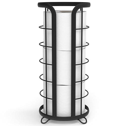 BROOKSTONE, Trending Black Toilet Paper Holder, Freestanding Bathroom Tissue Organizer, Minimalistic Storage Solution, Modern & Stylish Design [Holds MEGA Rolls] - Trending Black - Image 1