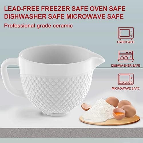 GVODE Ceramic Mixer Attachment Fit 4.5-5Q Tilt-Head Models, 5Qt Ceramic Bowl for KitchenAid Mixers, Vintage Pineapple Design | Microwave & Dishwasher Safe Baking thumbnail 4