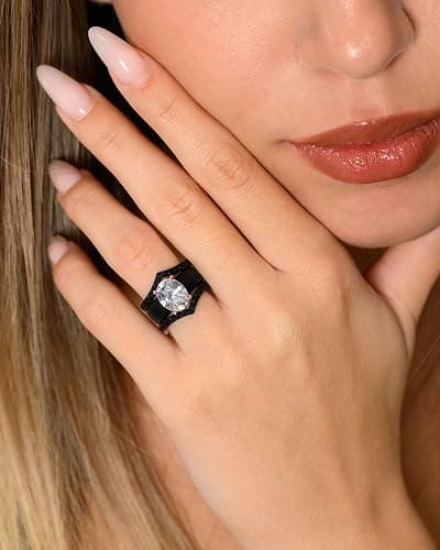 Rinfit Silicone Ring with Stone - Oval Cut Cubic Zirconia Solitaire Engagement Ring for Women - Rubber Wedding Bands - Patented Design thumbnail 2