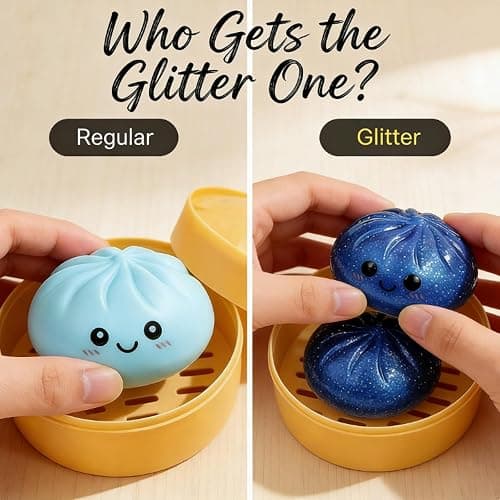 Glitter Dumpling Squishy Mystery Box 2Pack - 4-Inch TPR Fidget Toy, Anxiety Relief Slow Rise Squishy, Couple Group Unboxing Surprise Easter Gift for Teens Adults thumbnail 7