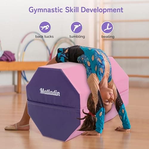 Matladin Gymnastics Octagon Mat 24"x26" Skill Shape Tumbling Backbend Trainer Exercise Mat for Preschool Kids Gym Cheerleading, Martial Art thumbnail 2