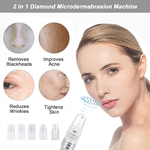 AIMENGXI Diamond Microdermabrasion Machine Professional Plus, 3 in 1 Pink Diamond Dermabrasion Facial Beauty Equipment Skin Care for Vacuum Blackhead Removal & Spray, Suction Power 0-70 cmHg thumbnail 5