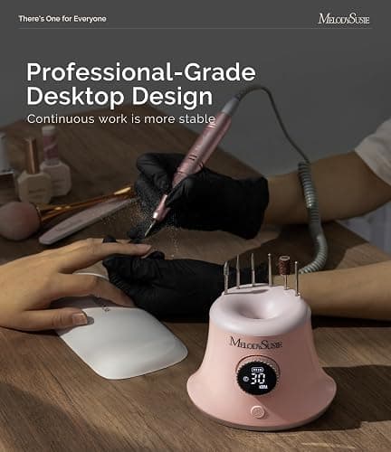 MelodySusie Multifunctional Upgraded Desktop Cordless Nail Drill with Bit Holders, SC320G 30000RPM E-File with Elegant Design for All Manicure Shaping & Gel Removal, Ideal for Nail Artists & Home Use thumbnail 3