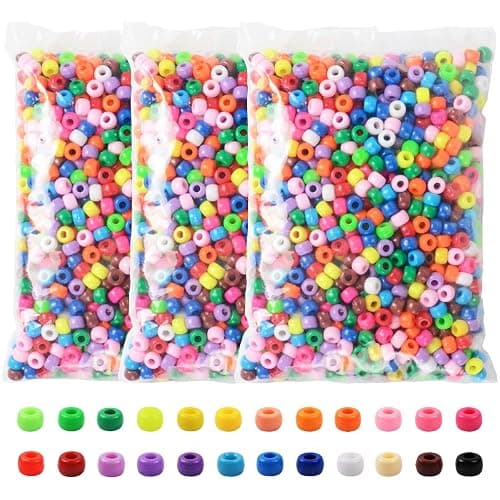 Simetufy 3600Pcs Pony Beads Bulk, 24 Assorted Colors Rainbow Plastic Beads for Hair Braiding Friendship Bracelets DIY Crafting Kandi Jewelry Making - Image 1