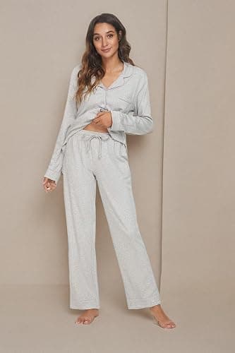 HEARTNICE Womens Pajama Set, Soft Long Sleeve Pajamas & Long Pants with Pockets, Warm Button-up Sleepwear Lounge Pjs thumbnail 7