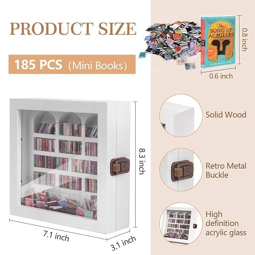 Anxiety Bookshelf – Mini Books Display for Stress Relief and Fun Decor, Perfect Decorative Miniature Library for Book Lovers, Ideal for Home Decor, Office Décor, and Thoughtful Gift Giving - White thumbnail 3