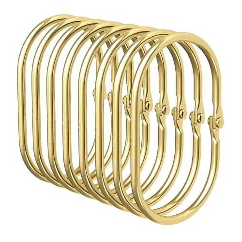 Bathway Shower Curtain Rings Gold Shower Curtain Hooks Anti-Drop Shower Rings for Curtain, Metal Shower Curtain Rings Rust Proof, Shower Hooks for Shower Curtain Rod, 12 Pcs Gold Curtain Rings - Image 1