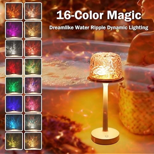 Waterproof Shower Lamp Cordless, Rechargeable Shower Light with 16 Color Ocean Wave Lights Projector, Rechargeable Bathroom Lamp with Touch & Remote Control,Spa-Like Mood Light for Bathtub/Shower thumbnail 3