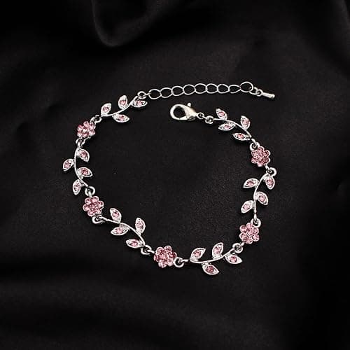 Enrwin Austrian Crystal Rhinestone Choker Necklace Dangle Earring Link Bracelet Jewelry Set for Brides Bridesmaid Prom Costume Accessories for Women thumbnail 5