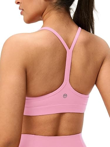Omwilddo Womens Y Back Padded Sports Bra Strappy U Neck Butter Soft Low Impact Workout Bras Yoga Pilates Walking - Image 1