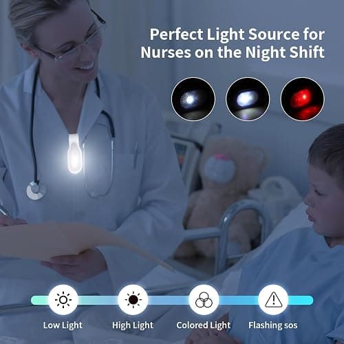 BIRKINHOME Rechargeable Nurse Light Clip On for Night Shift, Bright Hand-Free Nursing Work Flashlight, Lightweight Nurse Scrub Light for Badge, Emergency Clip-on Flashlight for Travel, Walk, Run - Blue thumbnail 2