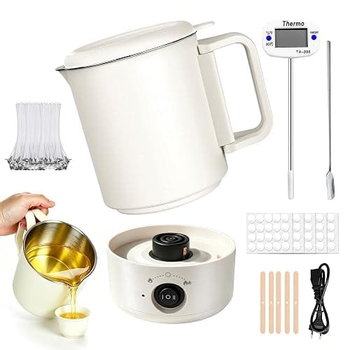 Candle Making Supplies Kit with Wax Melting Pot,27 OZ Electric Small Wax Melts Warmer with Thermometer and Pouring Spout for DIY Soap Making for Beginners,Adults,Pros for Soy Wax,Beeswax,Paraffin thumbnail 8